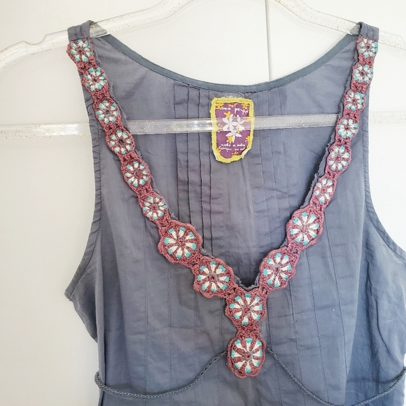 Free People Tank Cotton Tank V-Neck embroidered - Picture 2 of 6